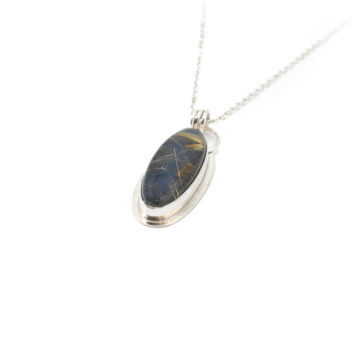 Labardorite & rutilated quartz doublet pendant