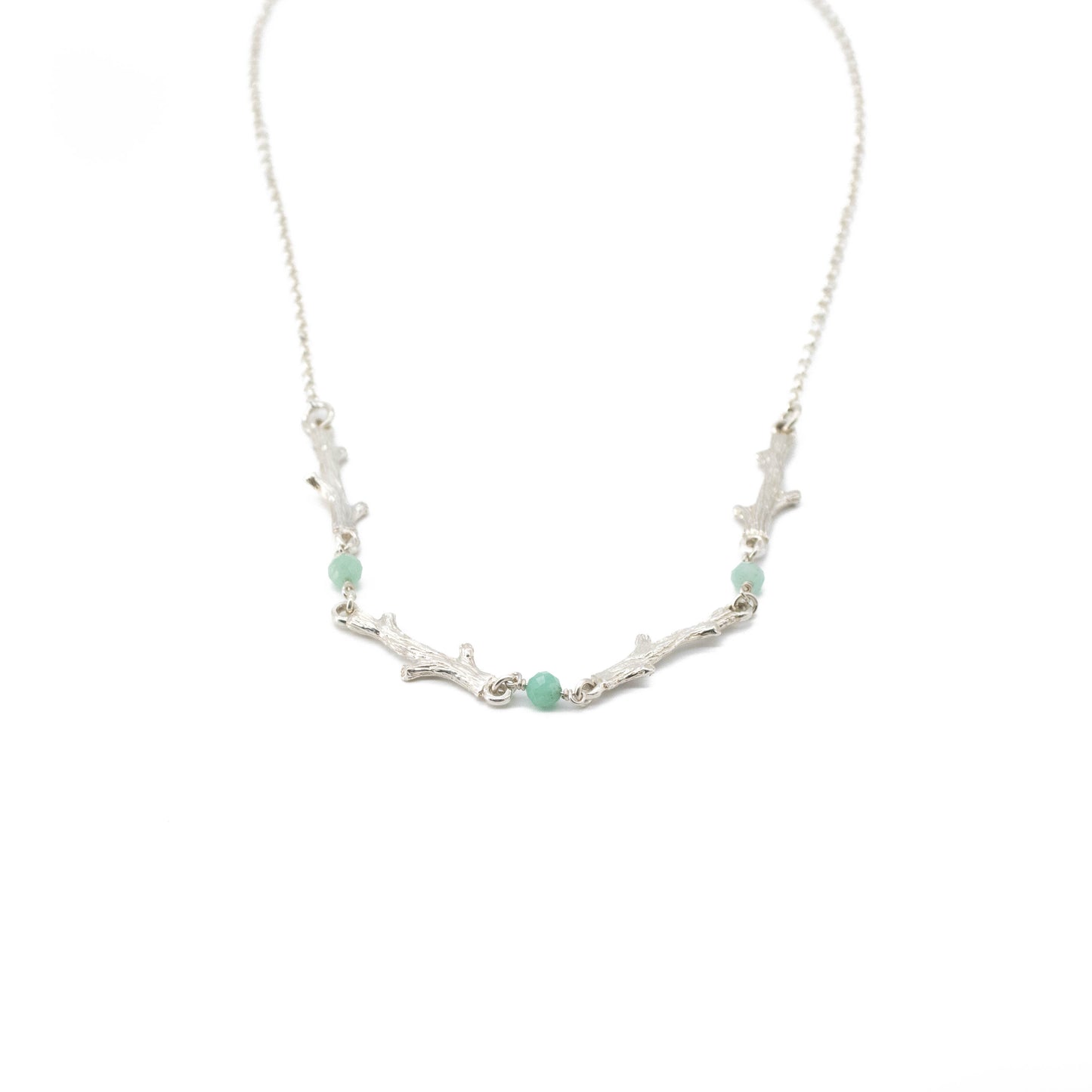 Twig Trio Necklace with Emerald Beads