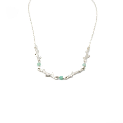 Twig Trio Necklace with Emerald Beads