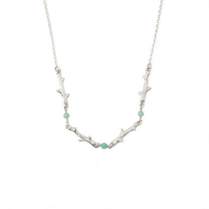 Twig Trio Necklace with Emerald Beads