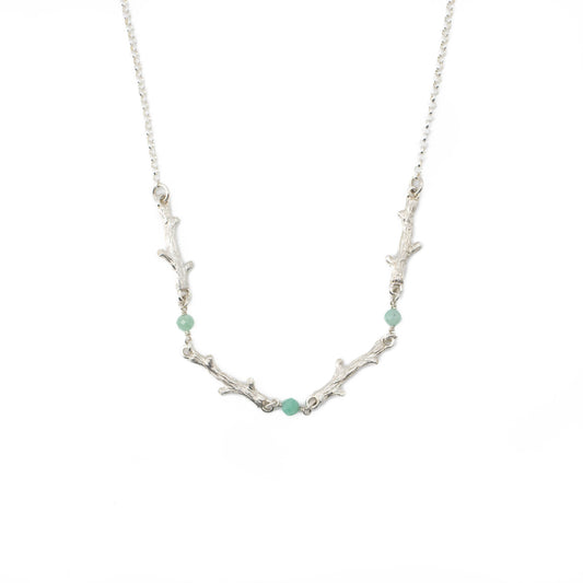Twig Trio Necklace with Emerald Beads