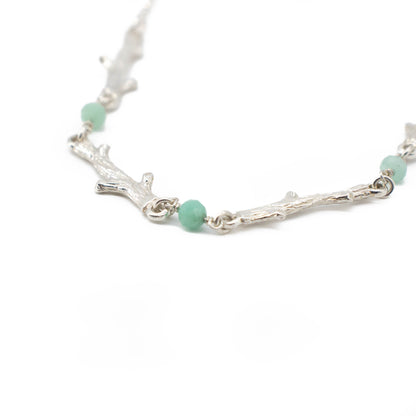 Twig Trio Necklace with Emerald Beads