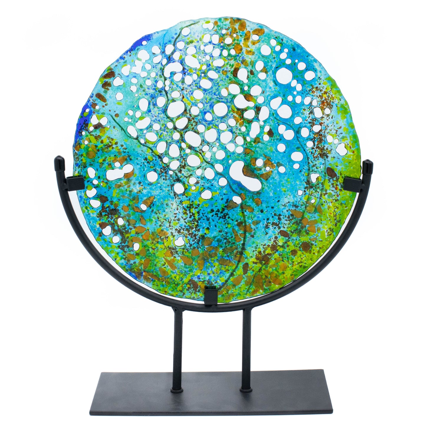 "Ocean Memory" Fused Glass Mandela