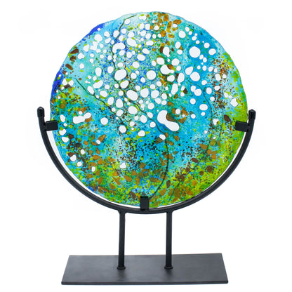 "Ocean Memory" Fused Glass Mandela