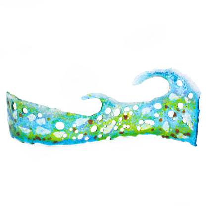 "Spilling Billows" Fused Glass Wave