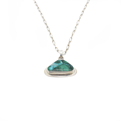 Malacolla & Silver Pendant with Paperclip Chain
