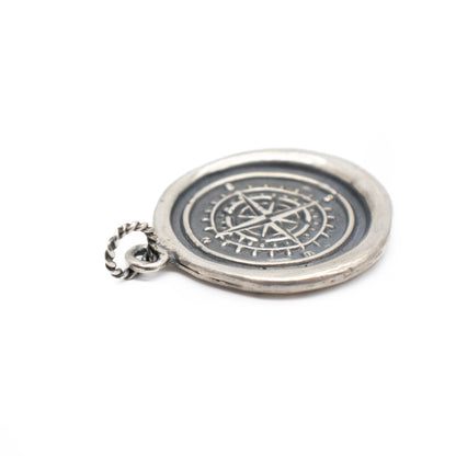 Large Compass Wax Seal Pendant