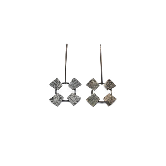 Circle Rectangle Drop Earrings