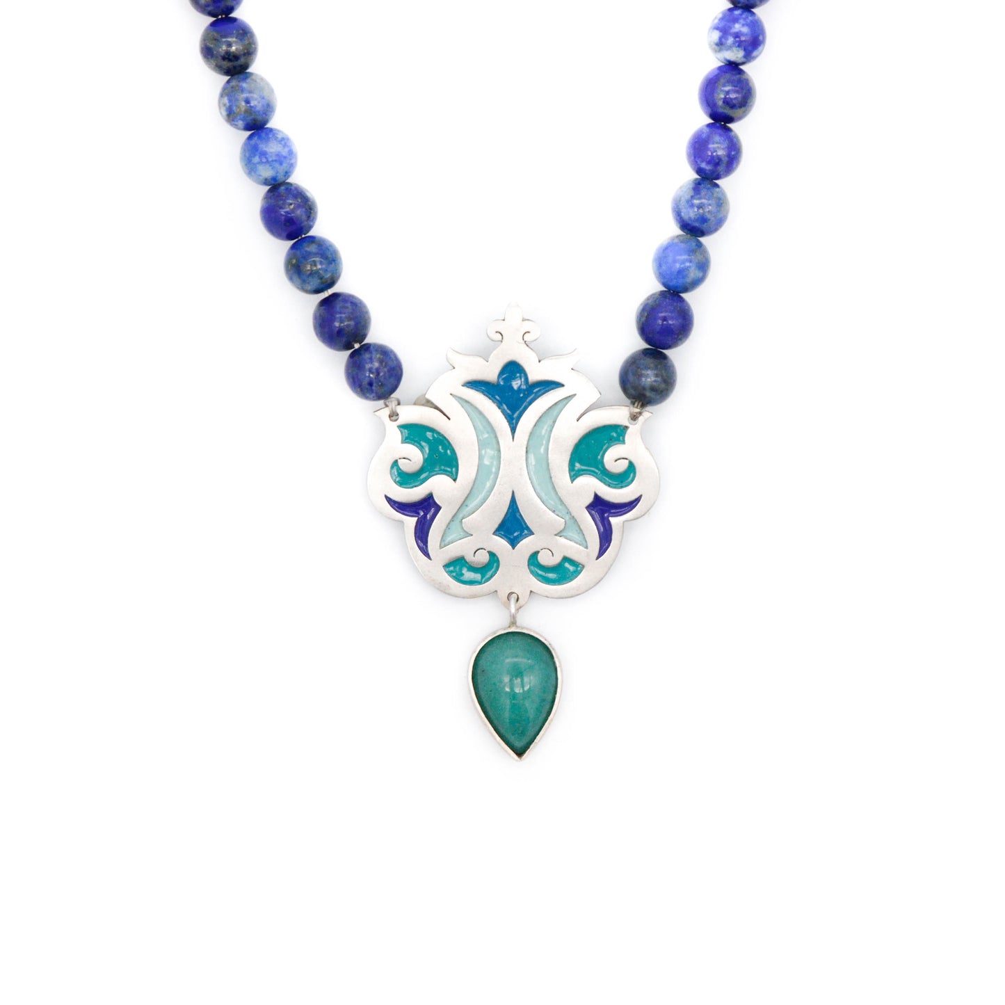 Lapis Beads and Aventurine Stone Necklace