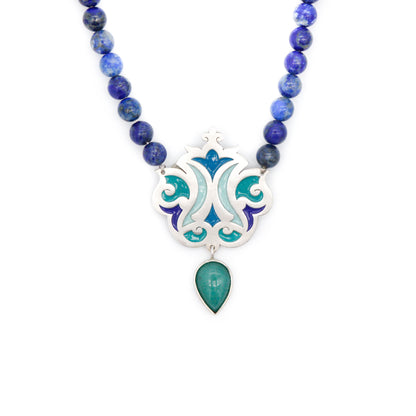 Lapis Beads and Aventurine Stone Necklace