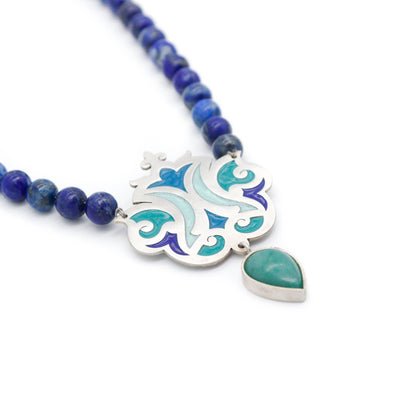 Lapis Beads and Aventurine Stone Necklace