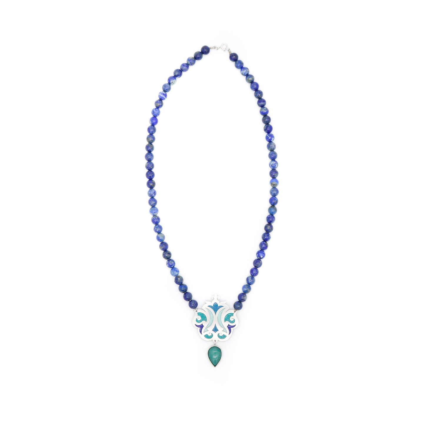 Lapis Beads and Aventurine Stone Necklace
