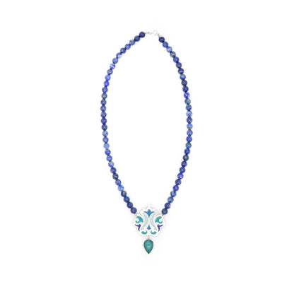 Lapis Beads and Aventurine Stone Necklace