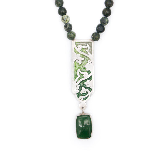 Jasper Beads and Canadian Jade Stone Necklace