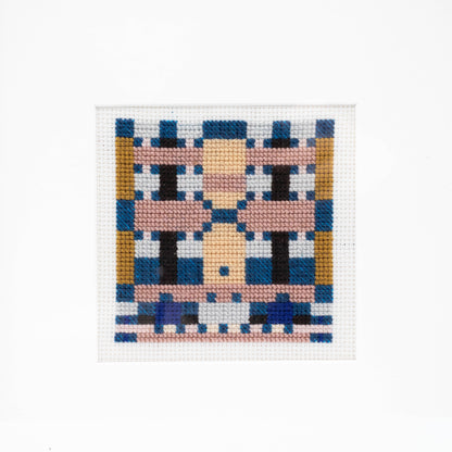 "Free Form IV" Teal & Rose Cross-Stitch