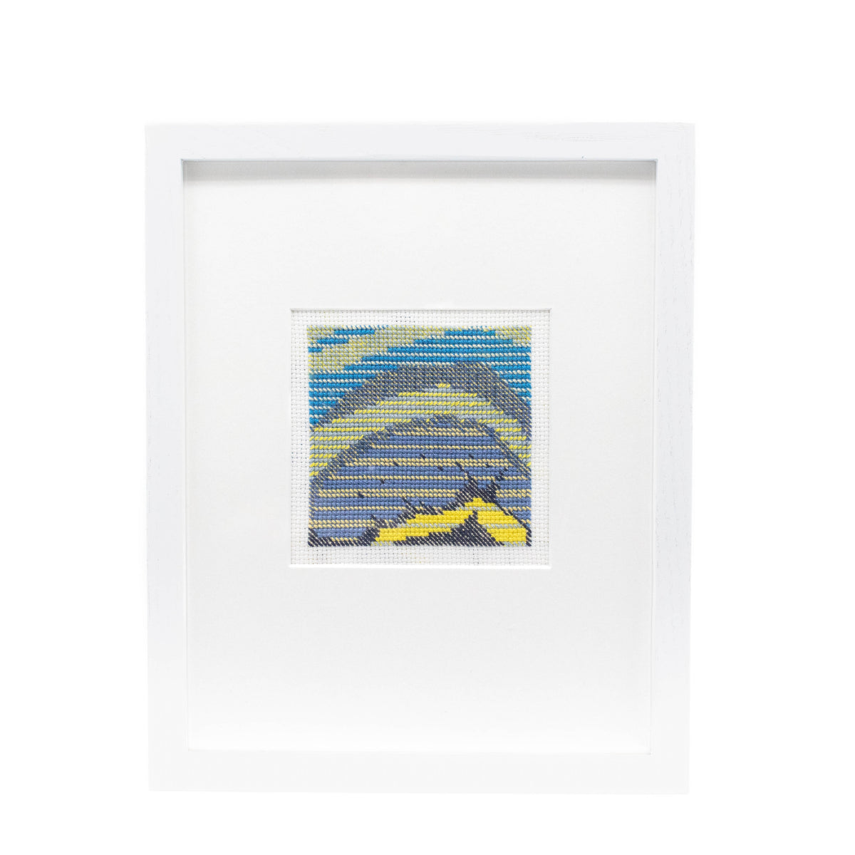 "Free Form I" Blue & Yellow Cross-Stitch