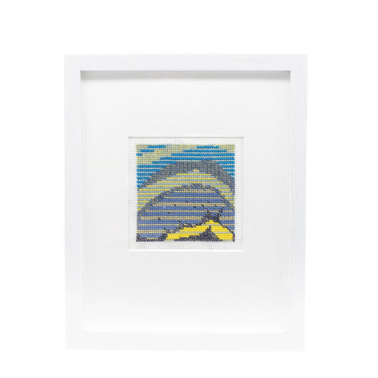 "Free Form I" Blue & Yellow Cross-Stitch