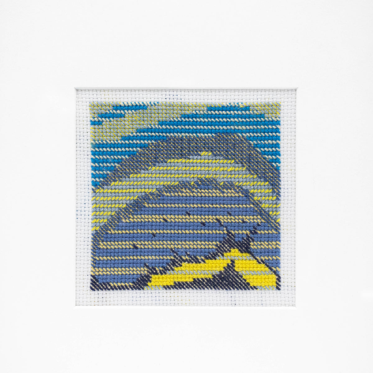 "Free Form I" Blue & Yellow Cross-Stitch