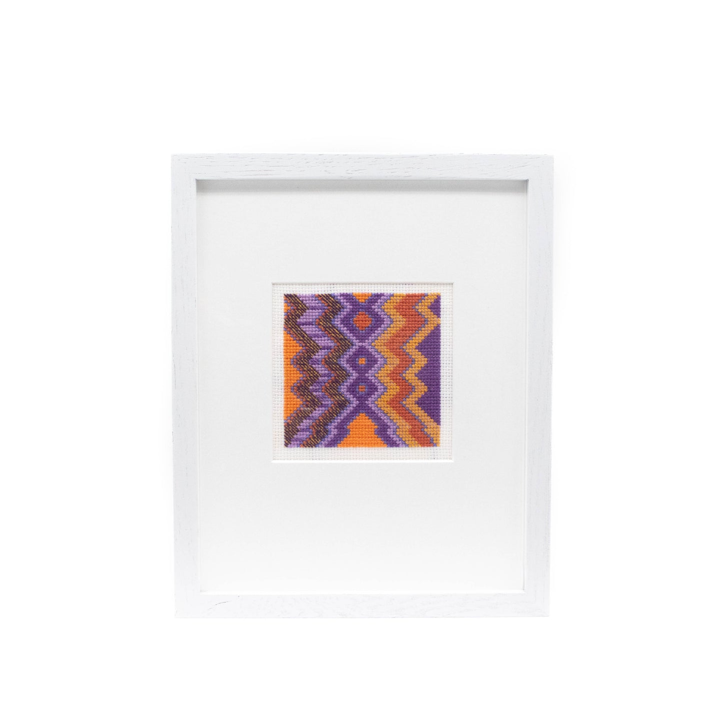 "Free Form II" Orange & Purple Cross-Stitch