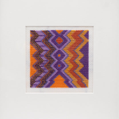 "Free Form II" Orange & Purple Cross-Stitch