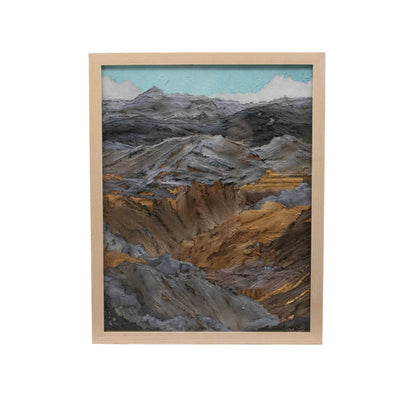 'Rock Face' Collage -Pale Wooden Frame