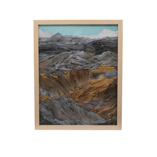 'Rock Face' Collage -Pale Wooden Frame