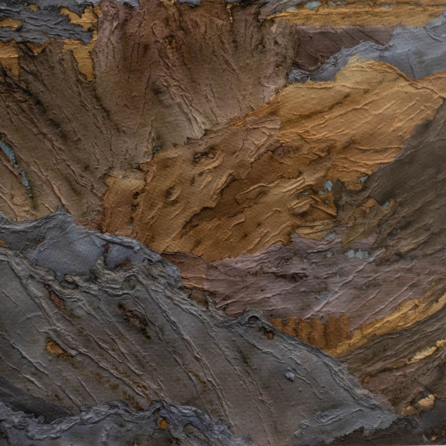 'Rock Face' Collage -Pale Wooden Frame