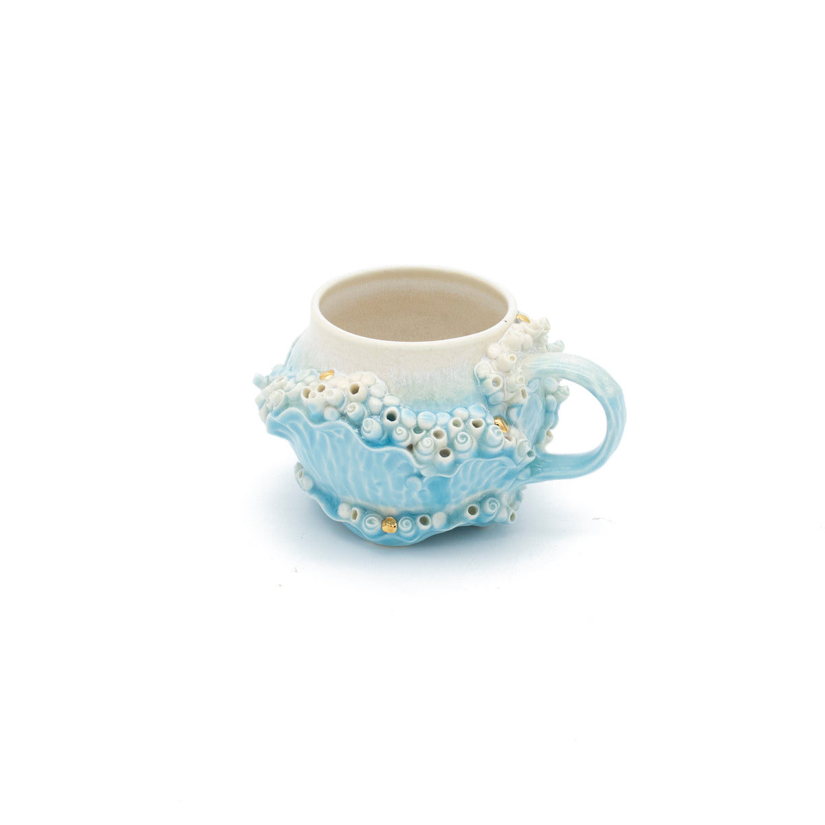 Bones Teacup in Blue with Gold