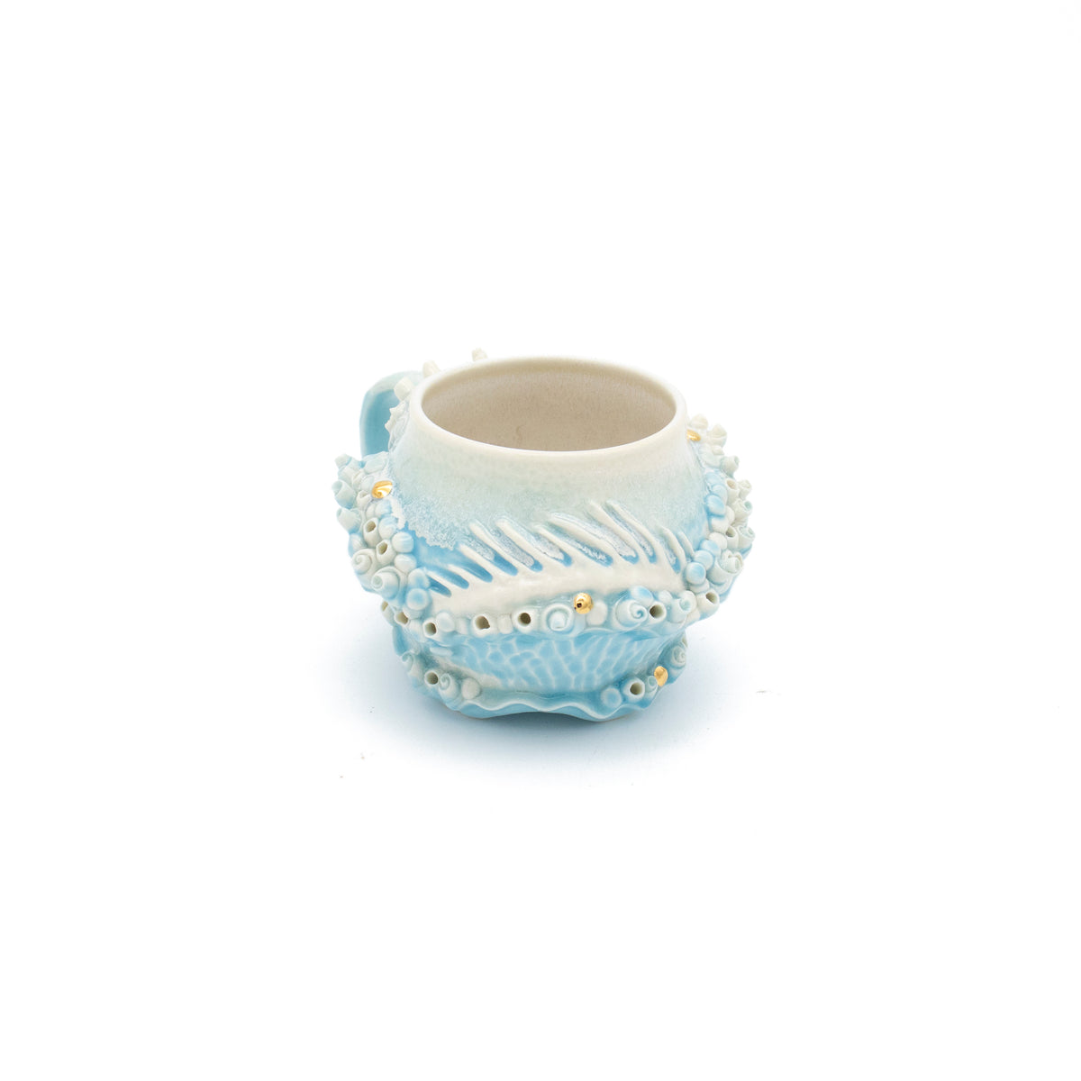 Bones Teacup in Blue with Gold