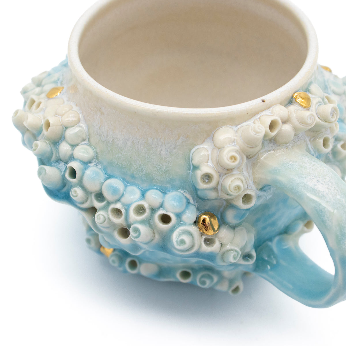 Bones Teacup in Blue with Gold