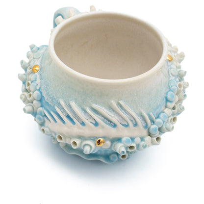 Bones Teacup in Blue with Gold