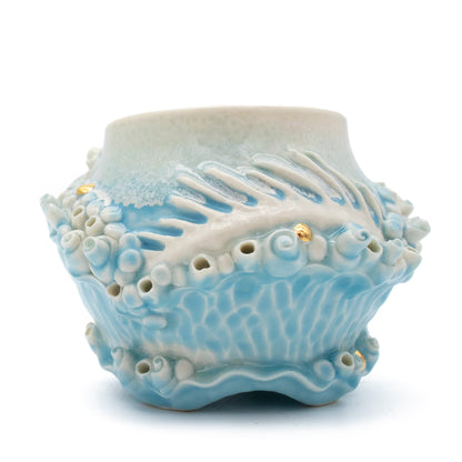 Bones Teacup in Blue with Gold