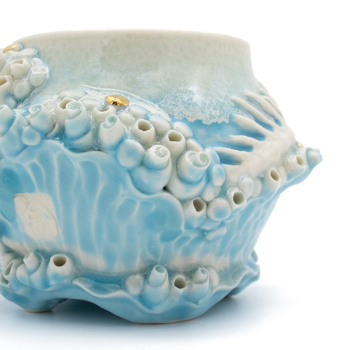Bones Teacup in Blue with Gold