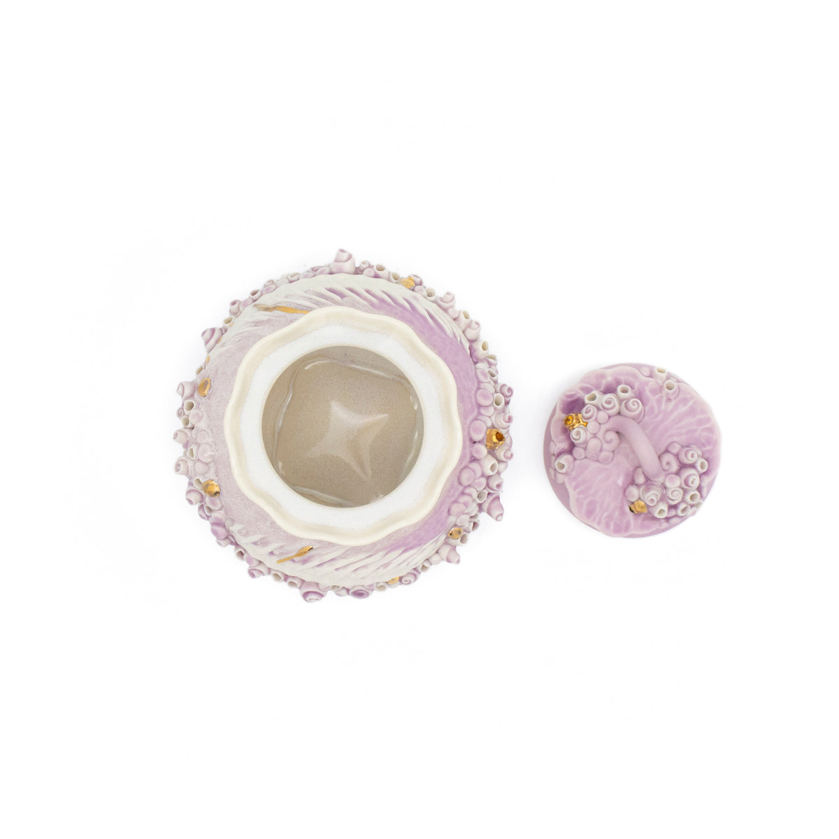 Bones Sugar Pot in Lavender with Gold