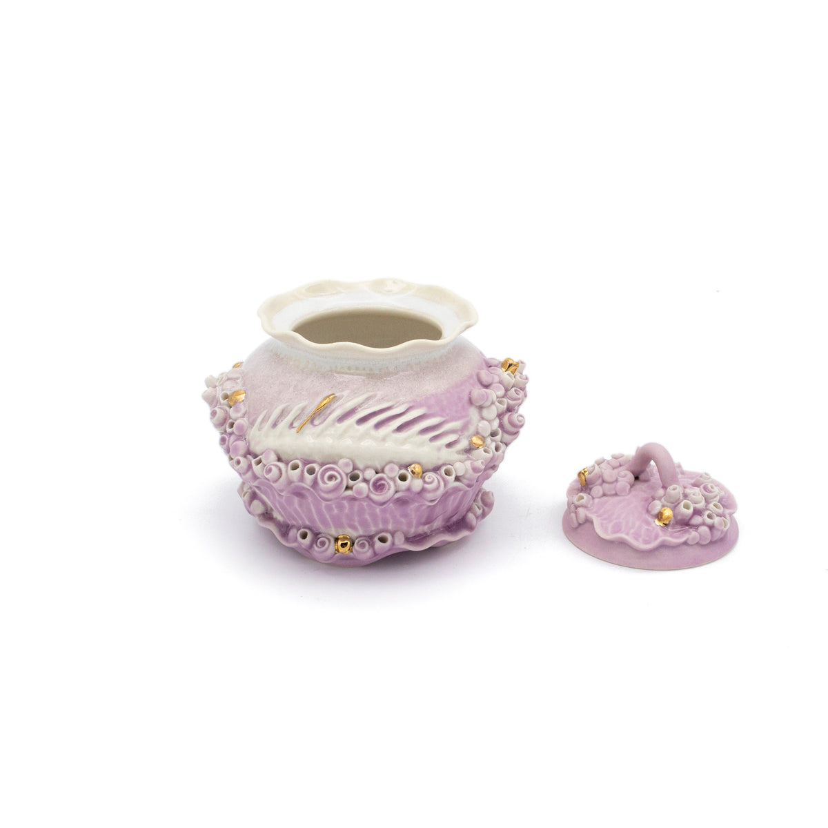 Bones Sugar Pot in Lavender with Gold