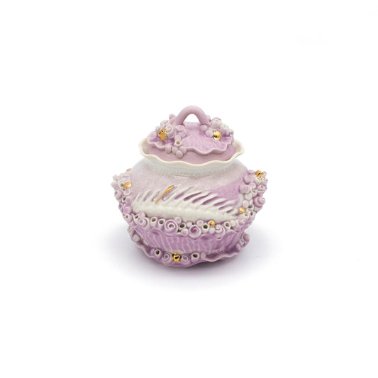 Bones Sugar Pot in Lavender with Gold