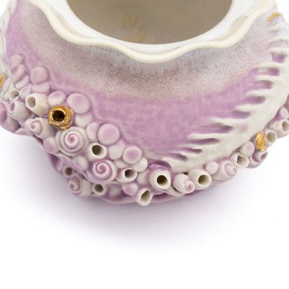 Bones Sugar Pot in Lavender with Gold