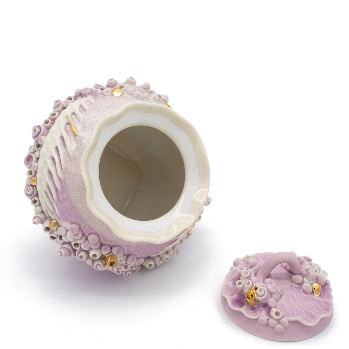Bones Sugar Pot in Lavender with Gold