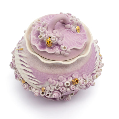 Bones Sugar Pot in Lavender with Gold