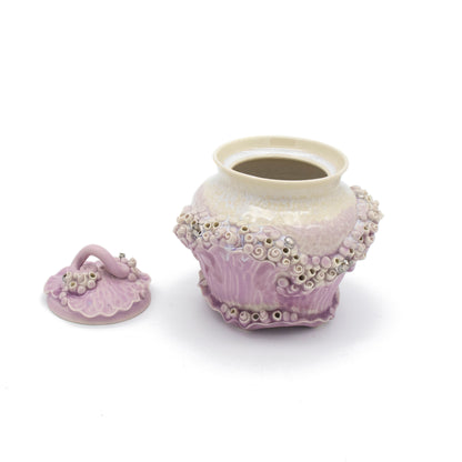 Sugar Pot in Lavender with White Gold