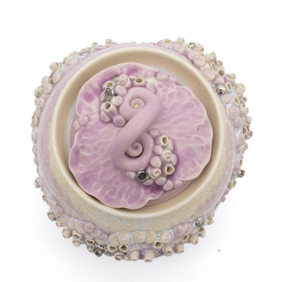 Sugar Pot in Lavender with White Gold