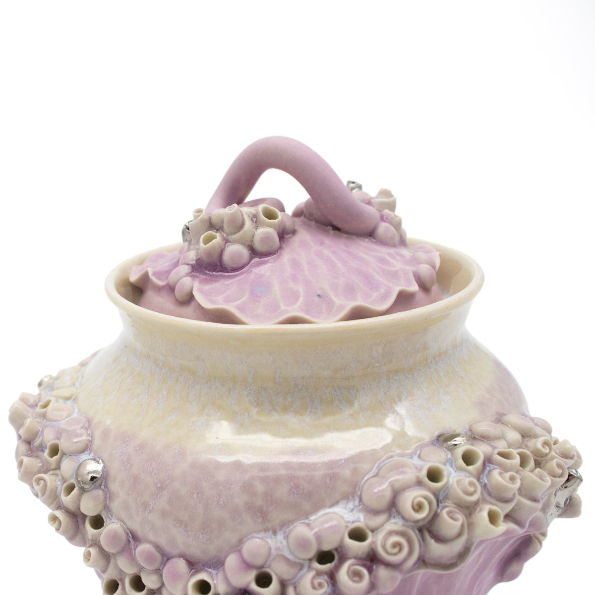 Sugar Pot in Lavender with White Gold