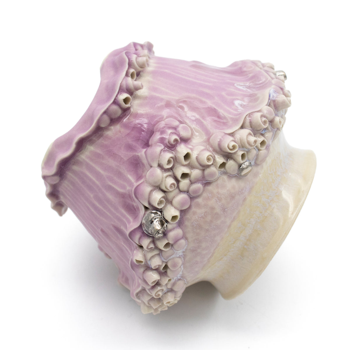 Sugar Pot in Lavender with White Gold
