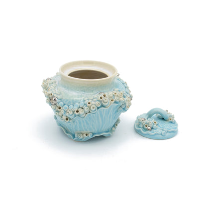 Sugar Pot in Blue with White Gold