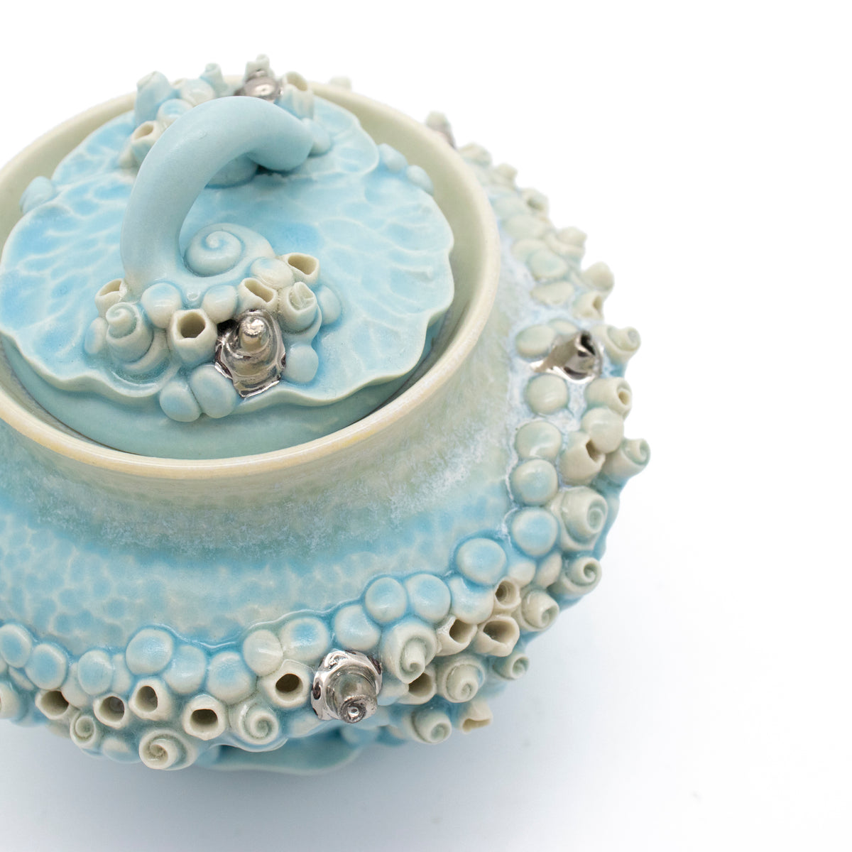 Sugar Pot in Blue with White Gold