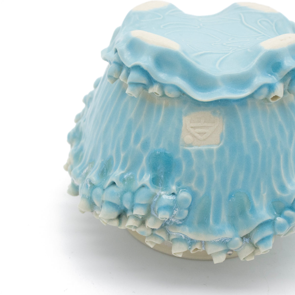 Sugar Pot in Blue with White Gold