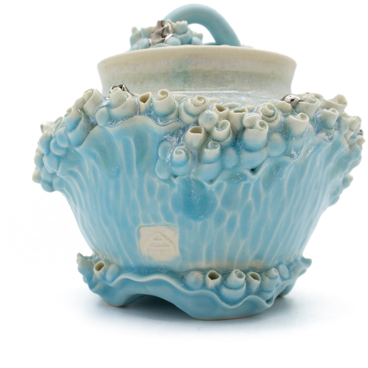 Sugar Pot in Blue with White Gold