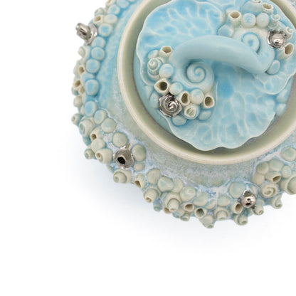 Sugar Pot in Blue with White Gold