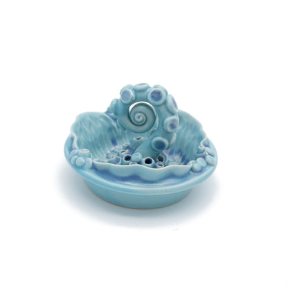 Lidded Pot in Blue with Glass Cystals