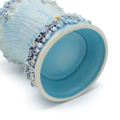 Teapot in Blue with Quartz Crystals and Gold